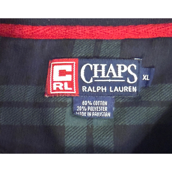 Vintage Chaps Ralph Lauren Sweatshirt Sweater Mens XL Plaid Spellout Logo - Picture 2 of 7